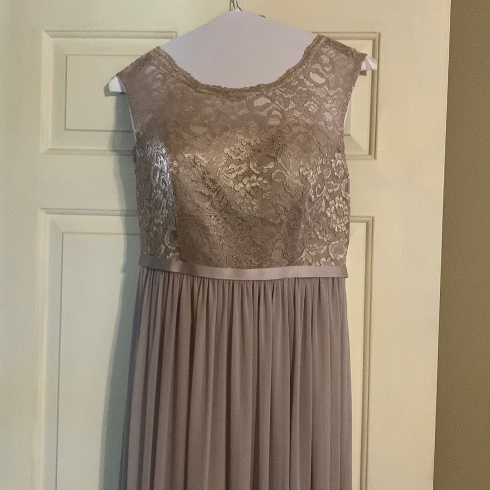 Beautiful David’s Bridal Champagne Bridesmaid dress